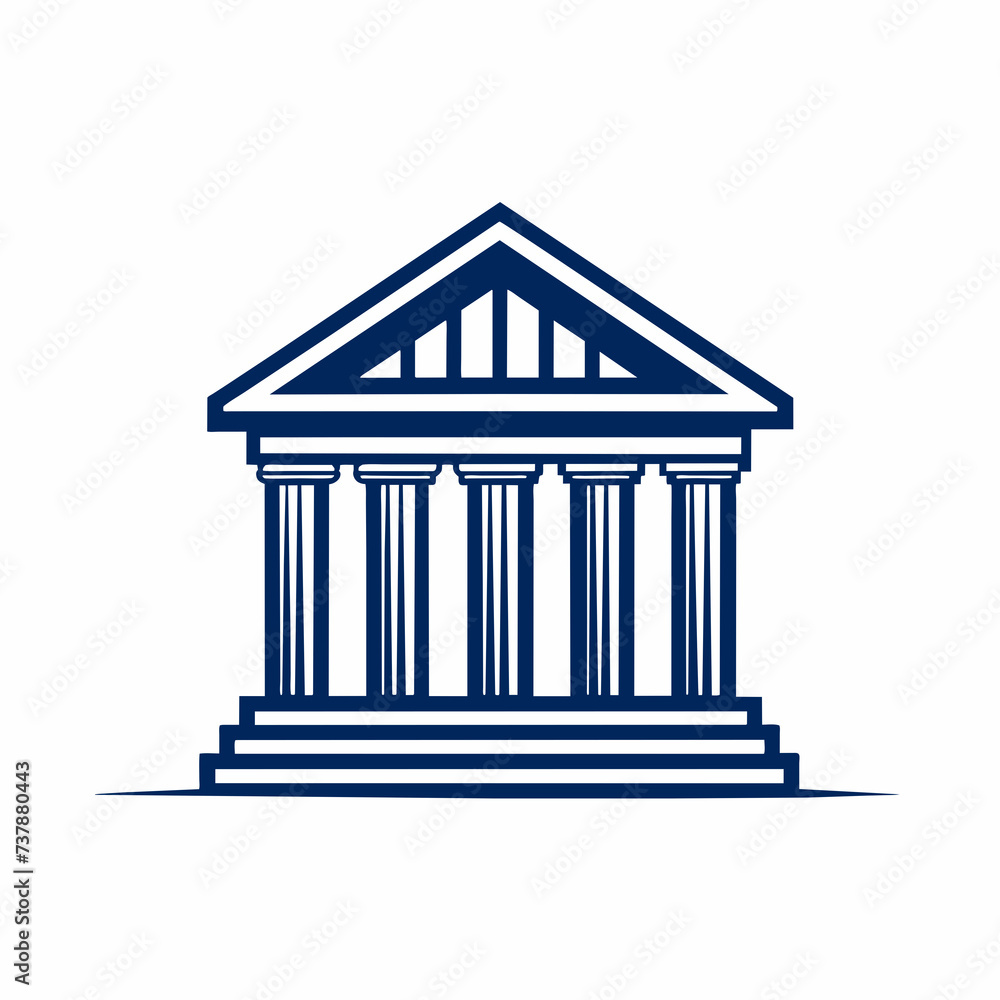 Government Historical Building, Greek Roman Pillar Columns with Line Art style logo design inspiration silhouette logo Government Historical Building, Greek Roman Pillar Columns with Line Art style logo design inspiration silhouette logo