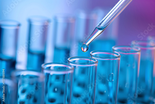 Laboratory Precision: Pipetting Liquid into Test Tubes