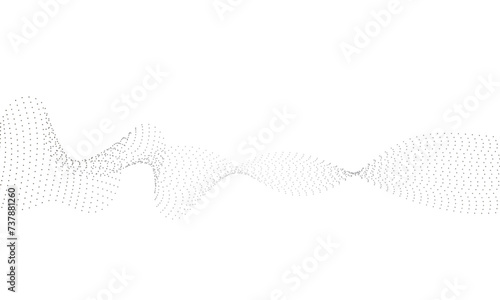 Halftone flowing wavy gradient dots shape isolated on transparent background. Digital future technology concept. Design for web design, music, cover, technology, science, data, banner, flayer, poster.