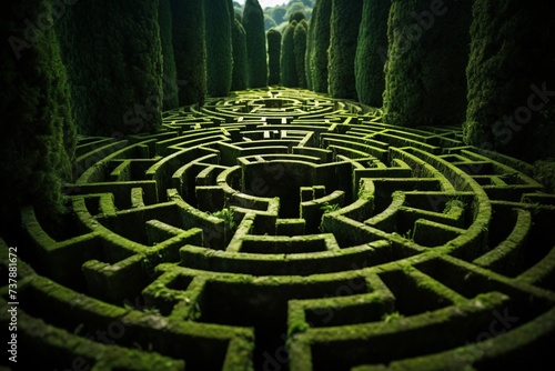 a maze with many rows of trees