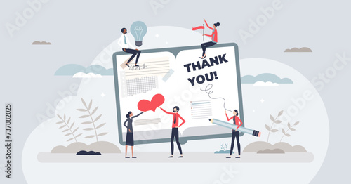 Gratitude journaling as daily appreciation training tiny person concept. Diary writing with good emotions and thoughts for inner positivity and empowerment vector illustration. Reflections memo book.