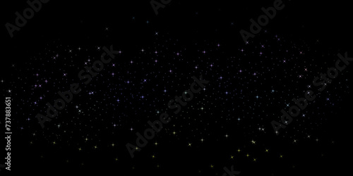stars fill the sky and nebula wave and curve at night. Black and white photo backdrop and science technology concept with black background.