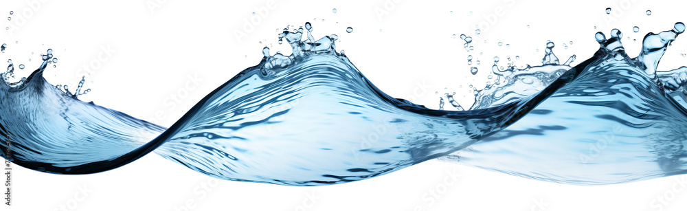 A horizontal splash of water. Isolated on a transparent background A horizontal splash of water. Isolated on a transparent background