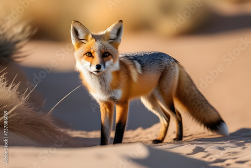 Red Fox Standing on Top of Sandy Beach