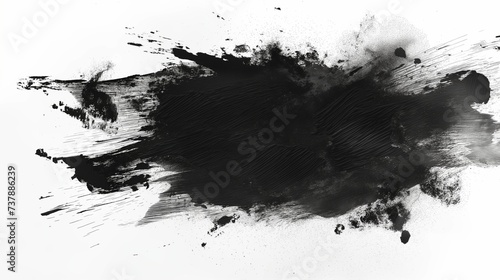 Abstract black in splash, paint, brush strokes, and stain grunge isolated on a white background. photo