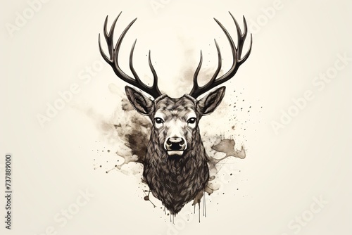 a drawing of a deer head photo