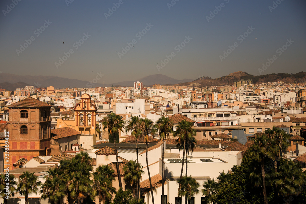 high angle view picture of the oldtown of Malaga, Spain