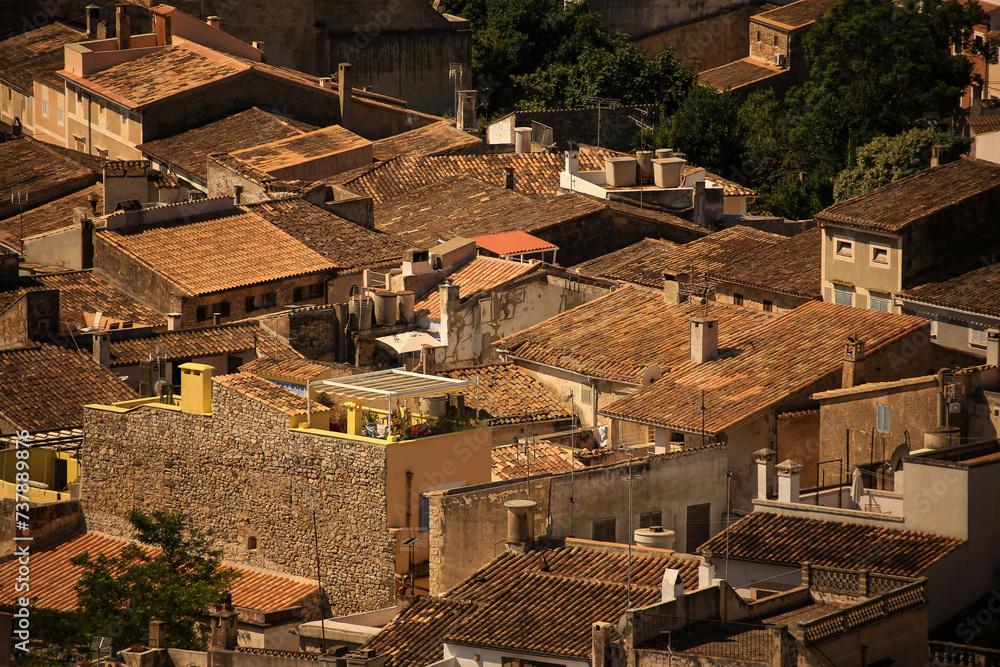high angle view of Arta village in Majorca Island, Balearics