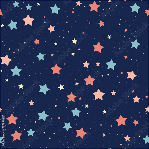 Festive bizarre confetti. Seamless Colorful Stars Pattern. Cute Star Seamless Pattern Background Illustration. Vector pattern, seamless doodle star vector background. Vector illustration.
