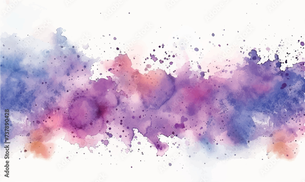 violet abstract watercolor background with splashes