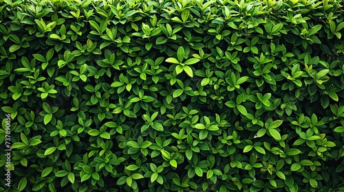Green bush hedge in the park. Nature background with copy space