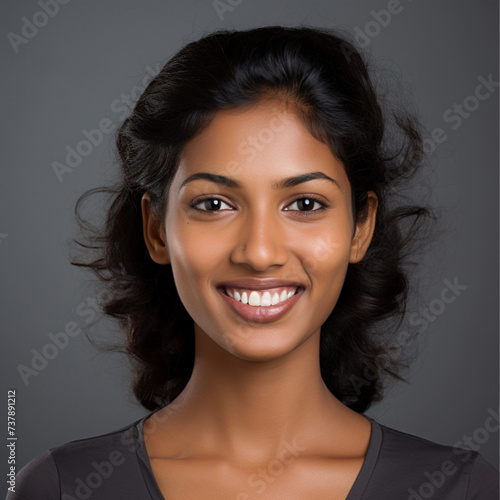 30 year old modern sri lankan woman with horrible teeth  front view.