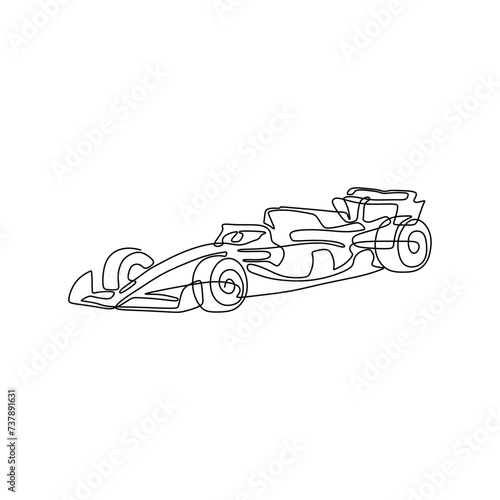 Single continous line art of formula one car