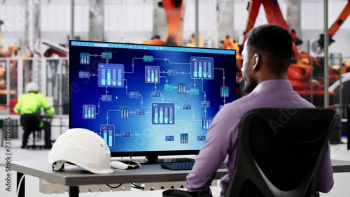 African American Engineer Using Computer photo