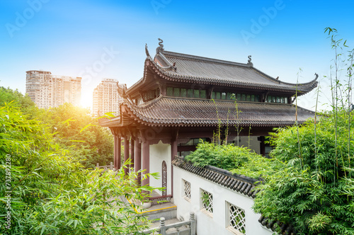 The ancient buildings in Huanghelou Park, Wuhan, China. photo
