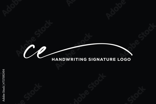 CE initials Handwriting signature logo. CE Hand drawn Calligraphy lettering Vector. C E letter real estate, beauty, photography letter logo design.