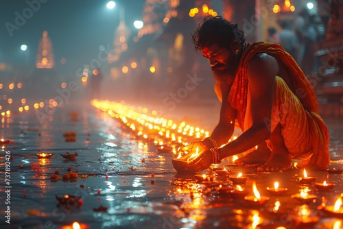 Glowing Pathway to Diwali A Festive Celebration Generative AI