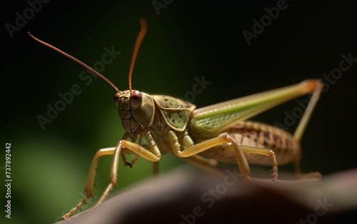 macro shot of a grasshopper in a jump