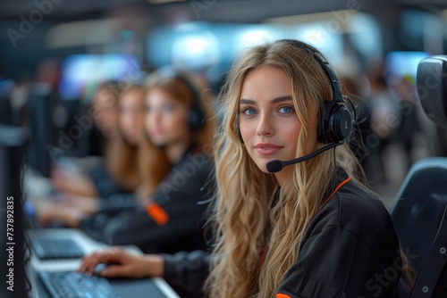 the teamwork and collaboration within a call center with an image of call center agents working together to resolve complex customer inquiries, emphasizing the synergy