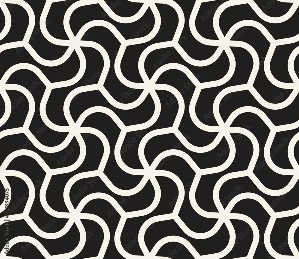 Vector seamless pattern. Repeating geometric elements. Stylish monochrome background design.