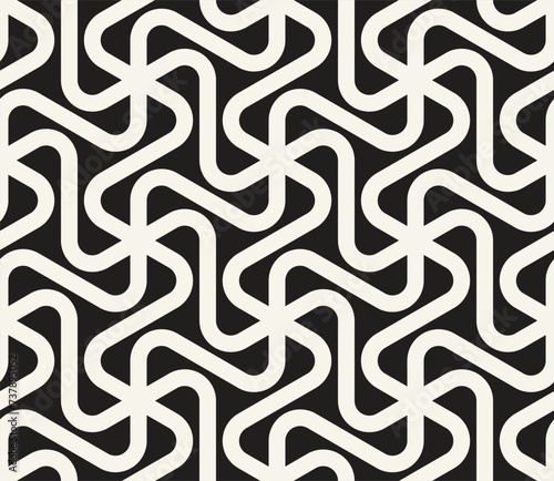 Vector seamless pattern. Repeating geometric elements. Stylish monochrome background design.