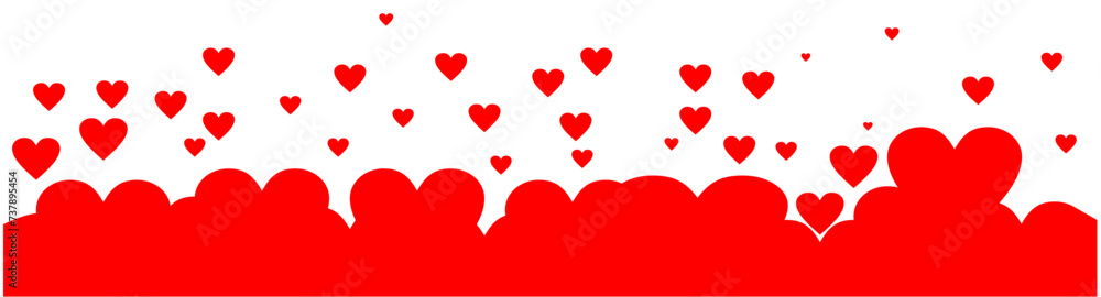 Heart banner. Valentine's Day border with red heart shapes on isolated background. Heart banner. Valentine's Day border with red heart shapes on isolated background.