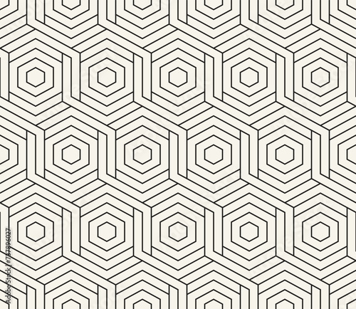 Vector seamless pattern. Repeating geometric elements. Stylish monochrome background design.