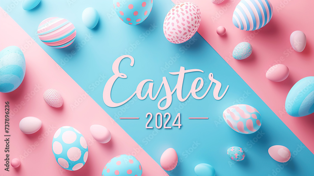 Easter background with eggs. Easter greeting card