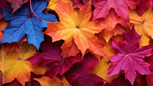 Brightly colored maple leaves during autumn