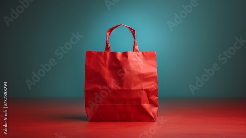 red paper hand-held packaging bag with isolated background