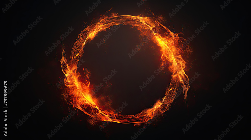 Fototapeta premium Fire circle shape. isolated on black background