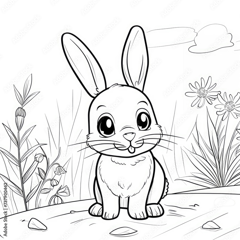 Obraz premium Bunny Coloring Pages for Preschoolers and Kids