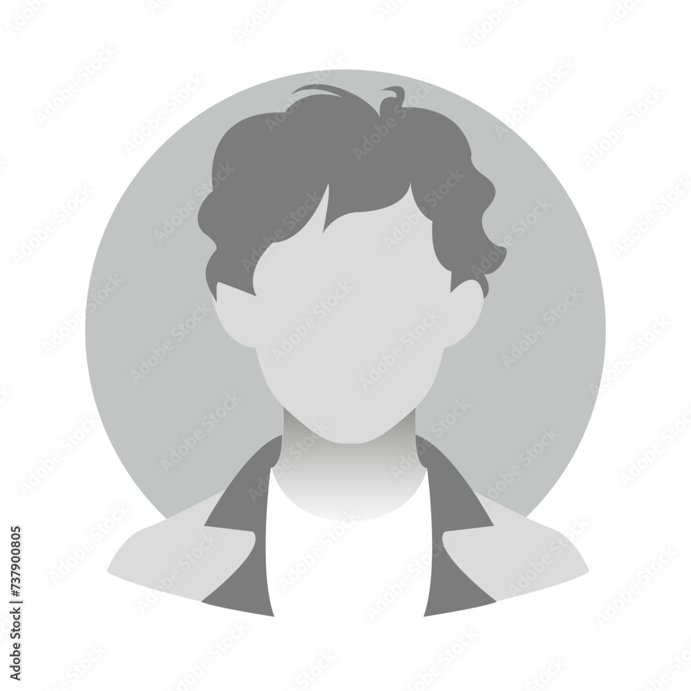 Male Default Avatar Profile Gray Picture. Grey photo placeholder. Gray Profile. anonymous Face Picture. Vector illustration Isolated on White Background