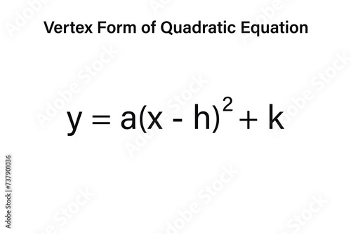 Vertex Form of Quadratic Equation on the white background. Education.  Science. Vector illustration. photo