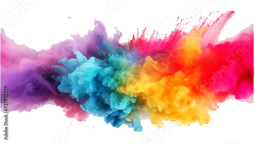 Fototapeta Naklejka Na Ścianę i Meble -  colorful vibrant rainbow Holi paint color powder explosion with bright colors isolated white background.	