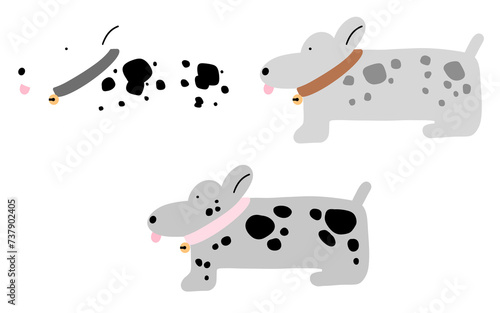 Sausage Dog Cartoon illustration Dachshund Cartoon Set Collection Cute Dog Minimal Dog Doodle Dog