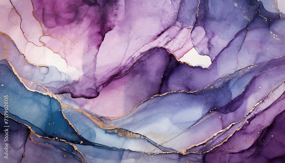 Beautiful purple abstract alcohol ink watercolor background. Abstract liquid marble design. Luxury wallpaper concept brush oil modern paper splash painting water.