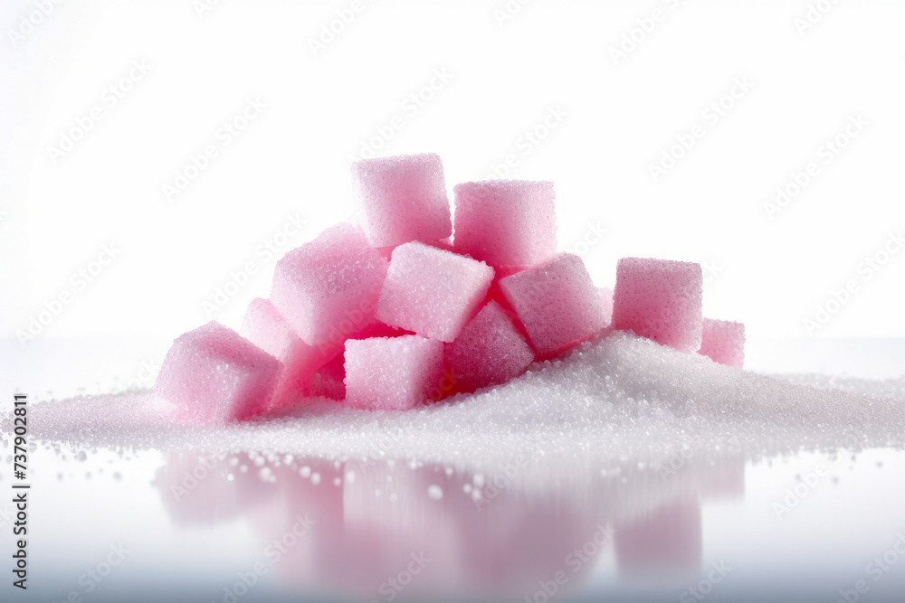 Pile of sugar cubes sitting on top of table. Pile of sugar cubes sitting on top of table.