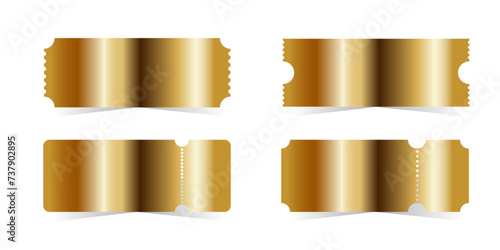 Vector golden ticket template. Cinema, theater,casino, concert, game, party, event, festival gold ticket.Invite ticket for casino club.Vector illustration.