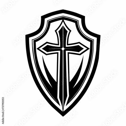 Templar Shield Medieval with Christian Cross Logo design