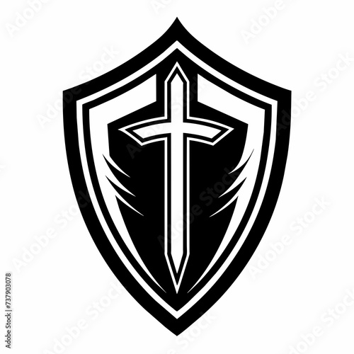 Templar Shield Medieval with Christian Cross Logo design