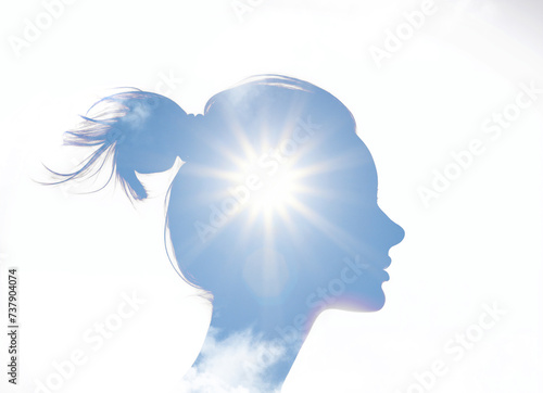 soleil dans l'esprit, reflétant un bonheur, un esprit zen, un bien-être, de la joie