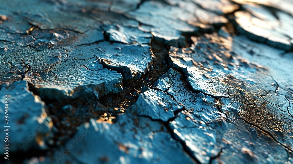 Metal Pattern with a Blue Background with Crac Metal Pattern with a Blue Background with Crac