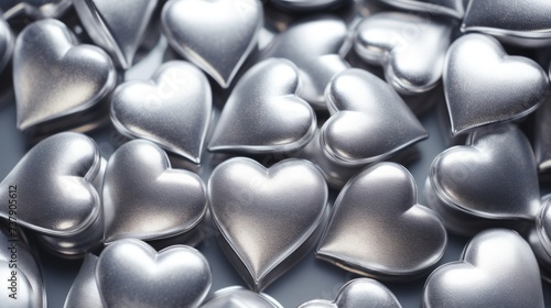 Silver Color Hearts as a background