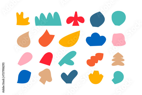 Editable collection of abstract vector shapes. DIY graphic kit to create your own aesthetic art and design. Use on printable product, presentation, infographics, content, publication, packaging, UI