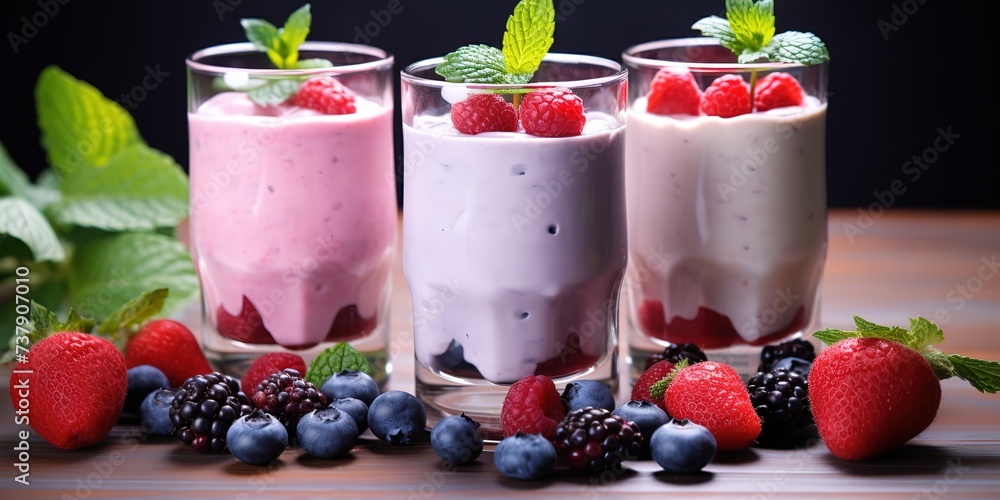 yogurt creations in a glass with fresh fruit yogurt creations in a glass with fresh fruit