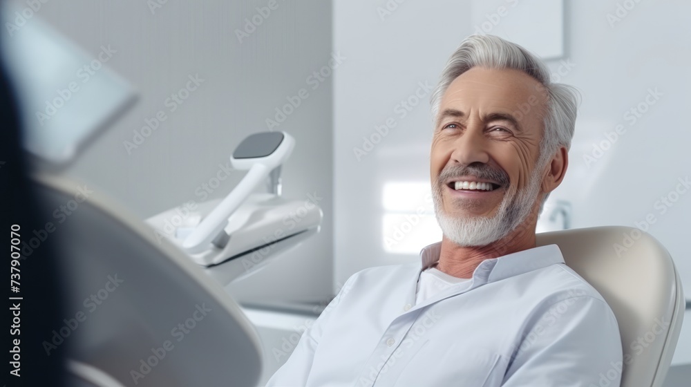 Fototapeta premium mature man during teeth checking at a dental clinic, dentistry concept