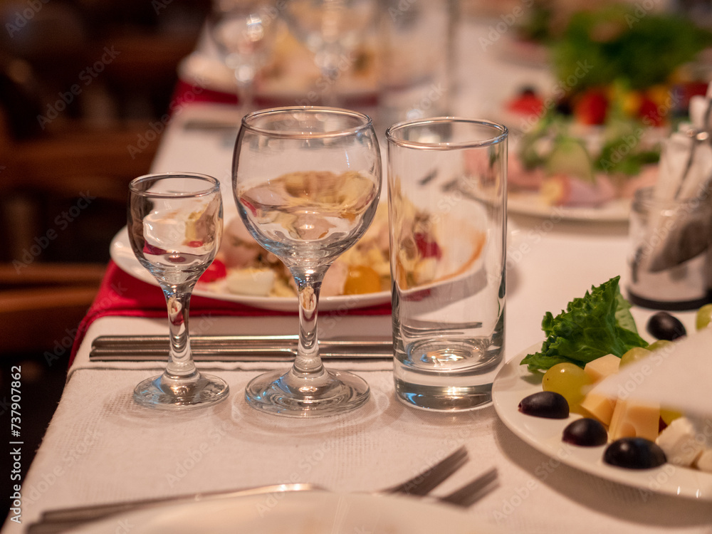 Table set for an event party or wedding reception. Selective focus