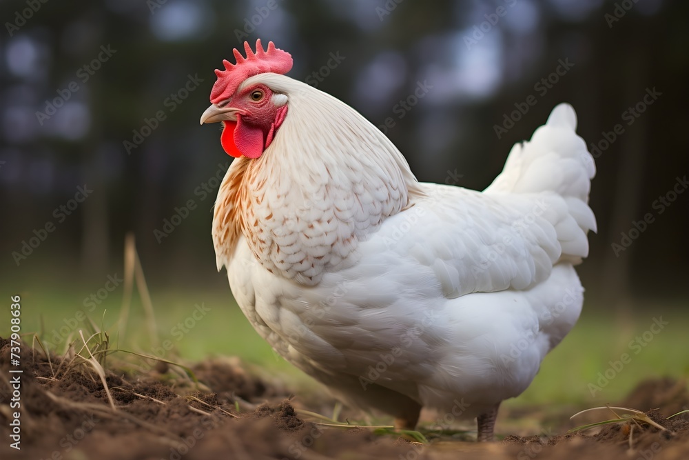 Fototapeta premium Cute chicken illustration. Farm animals, Illustration of nature domestic bird, animals background, country, farmer rustic, farms.