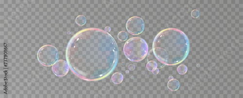 
Realistic soap bubbles.Flying bubbles on a transparent background.